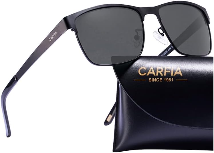 CARFIA Polarisierte Herren Sonnenbrille Metallrahmen UV 400 Fahrerbrille | Guter UV-Schutz, Sportbrille, Kategorie 3 Lins...