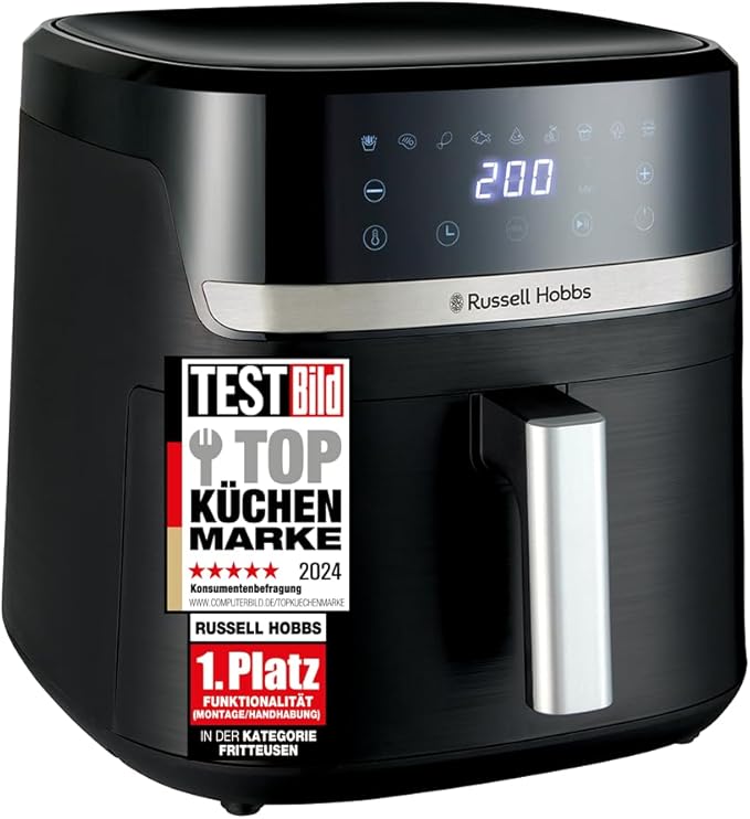 Russell Hobbs Heißluftfritteuse XXL, Satisfry 8,3 L, 9 Programme Rapid-Air-Technologie für Kochen mit Wenig oder Keinem Öl, Pizza Ø 26 cm, Spülmaschinengeeigneter Korb