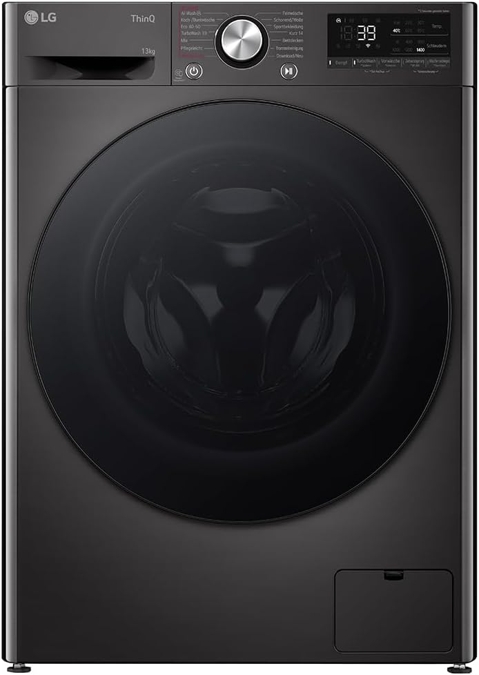LG F4WR703YB Frontlader-Waschmaschine 13 kg, Klasse A -20%, 1.400 U./Min., 61.5x60x85 cm, TurboWash 360 in 39 Minuten, Allergy Care, Steam, Wi-Fi, Digitales Touchdisplay, Platinum Black