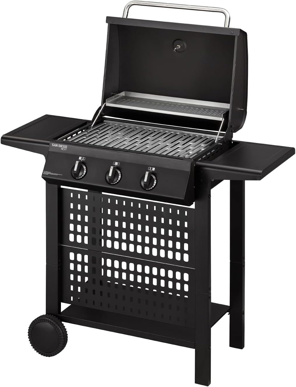Enders Gasgrill SAN DIEGO NEXT 3, 3 Brenner aus Edelstahl, mit Grillthermometer, kleiner, Camping, Edelstahlrost, Balkon Gas Grill,stabile Seitenablagen#80166