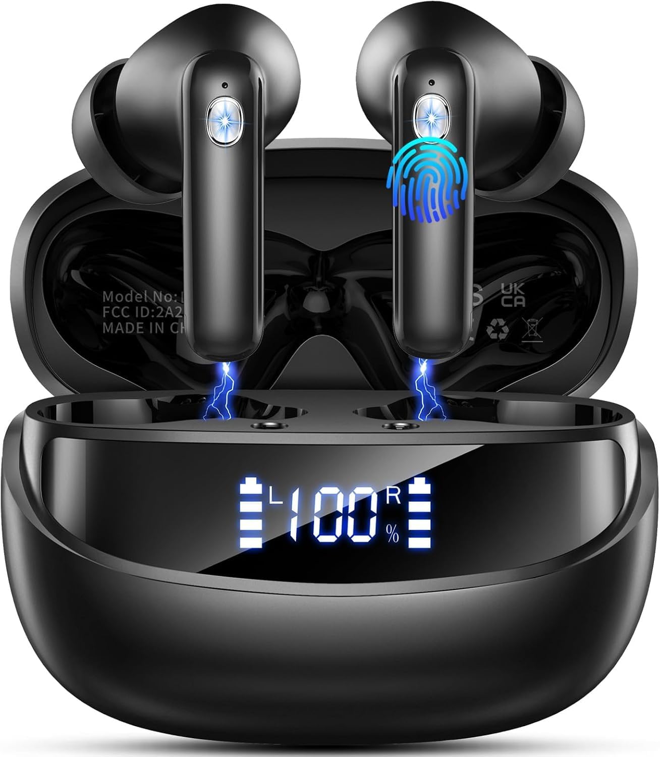 2026 Kopfhörer Kabellos Bluetooth 5.4, Bluetooth Kopfhörer, 4 ENC Noise Cancelling Mics, 56 Std Spielzeit, HiFi Stereo, IP7 Wasserdicht, Ohrhörer mit LED Anzeige, In Ear Kopfhörer Kabellose Kopfhörer