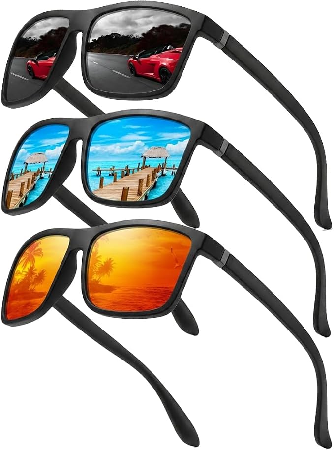 Perfectmiaoxuan3er-Pack Polarisierte Sonnenbrille Herren Damen, Leichte TR90 Sonnenbrille mit UV400 Schutz, TAC Gläser für Autofahren, Angeln, Urlaub & Freizeit