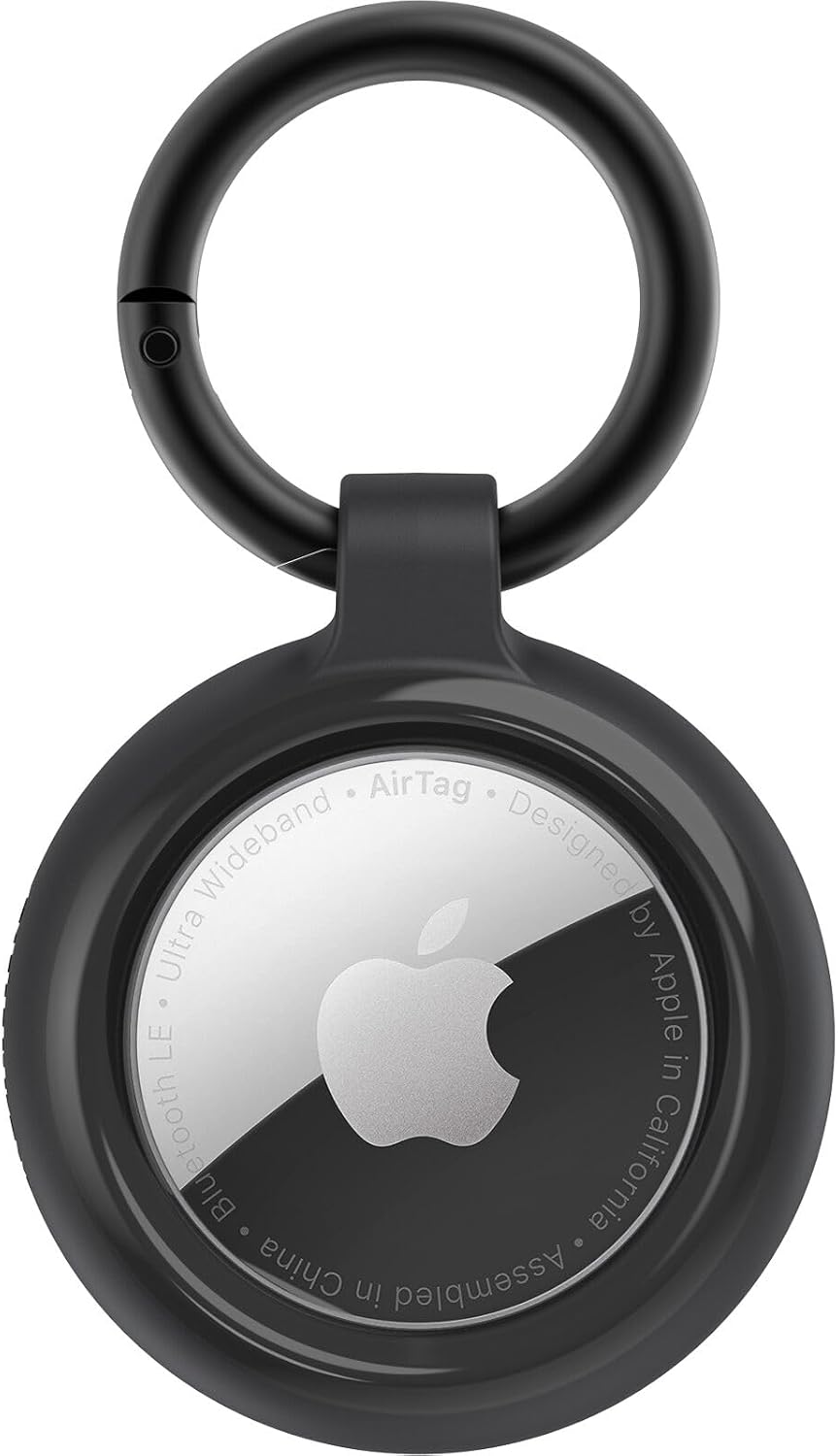 OtterBox AirTags Clear Case für AirTag, Obsidian Stoßfeste, sturzsichere, robuste, dünne Schutzhülle für Apple AirTags, inklusive Karabiner