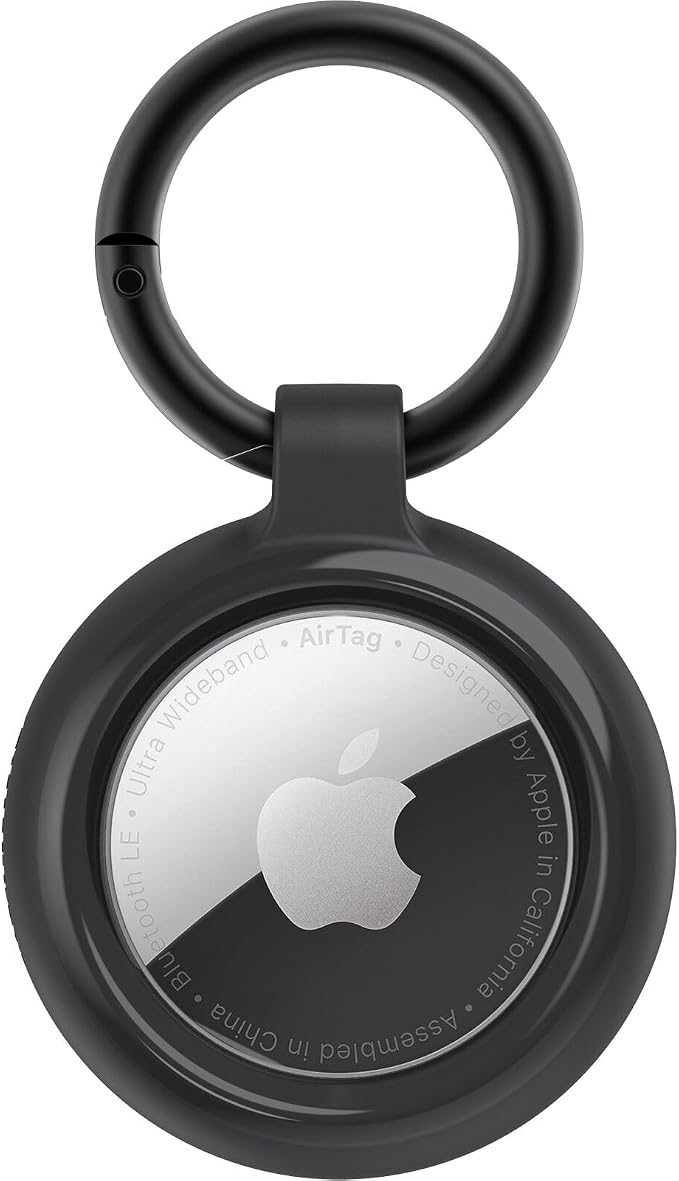 OtterBox AirTags Clear Case für AirTag, Obsidian Stoßfeste, sturzsichere, robuste, dünne Schutzhülle für Apple AirTags, inklusive Karabiner