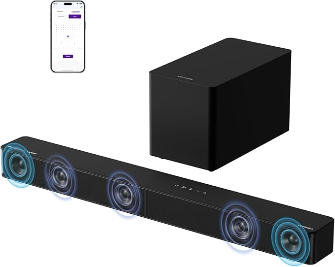 ULTIMEA 5.1ch Soundbar mit Dolby Atmos, VoiceMX, BassMX, Poseidon M60 Boom APP, Heimkino 4D Surround Sound System, 340W Soundbar für TV Geräte mit Subwoofer, Bluetooth® 5.4