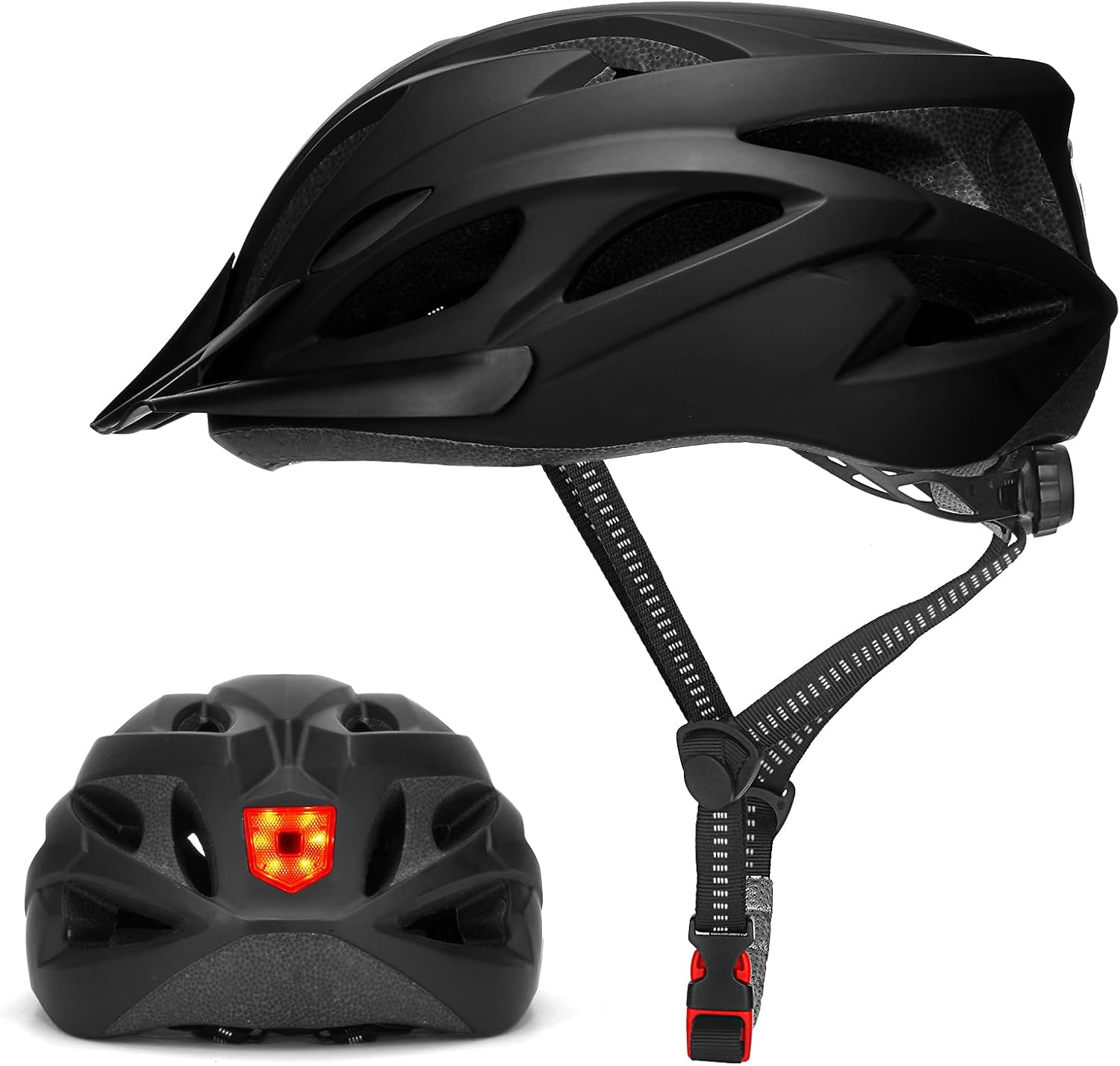 Fahrradhelm Erwachsene mit Licht, Verstellbarer Unisex Helm 57–62cm Radhelm, Cityhelm Urban Fahrrad Helm für Damen und Herren, 3 Modi Verfügt,Erstellbares Design mit Abnehmbarer Visier,Leichter