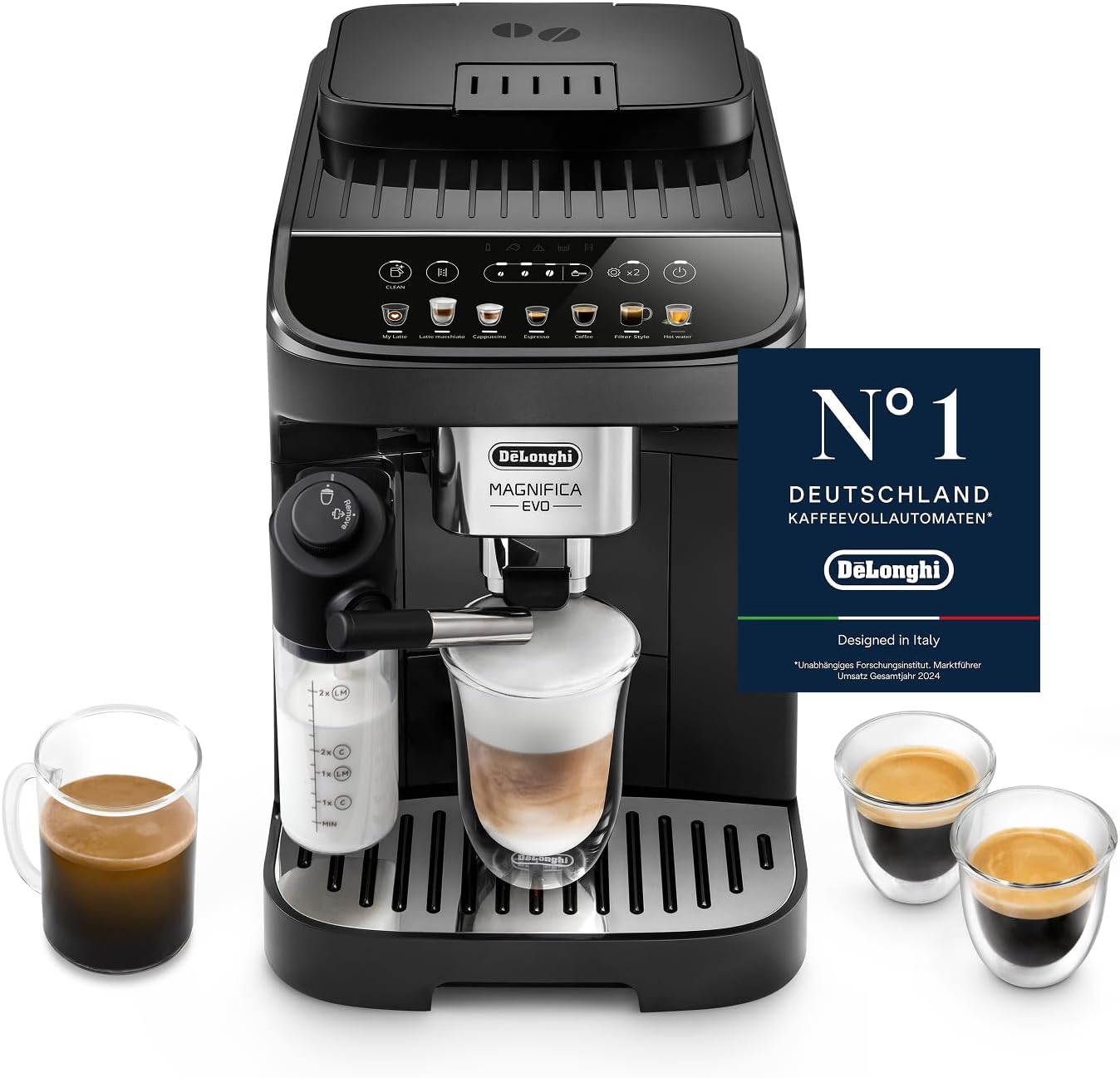 De'Longhi Magnifica Evo - Kaffeevollautomat 7 Getränke Schwarz | Kaffeemaschine mit LatteCrema Hot-M...