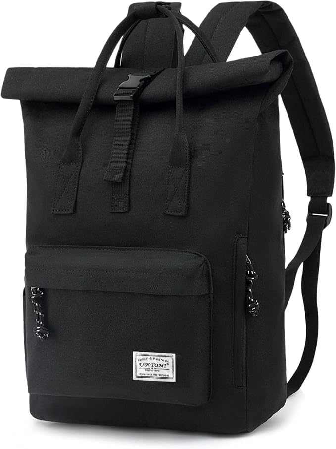 TANTOMI Laptop Rucksack, Rucksack Laptop Tasche 15,6 Zoll, Rucksack Damen und Herren weit öffenbar, Rolltop Rucksack wasserdicht, Backpack Daypack für Schule, Fahrradfahren, Freizeit und Reise