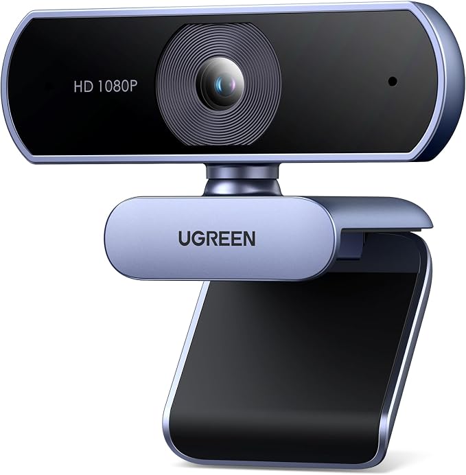 UGREEN FineCam Lite 1080P, Dual-Mikrofon, Fixfokus, mit Privacy Cover USB-A Webcam, Full HD 1080P 30FPS, 90° FOV, 360° Drehung, automatische Lichtkorrektur, Rauschunterdrückung, Plug and Play