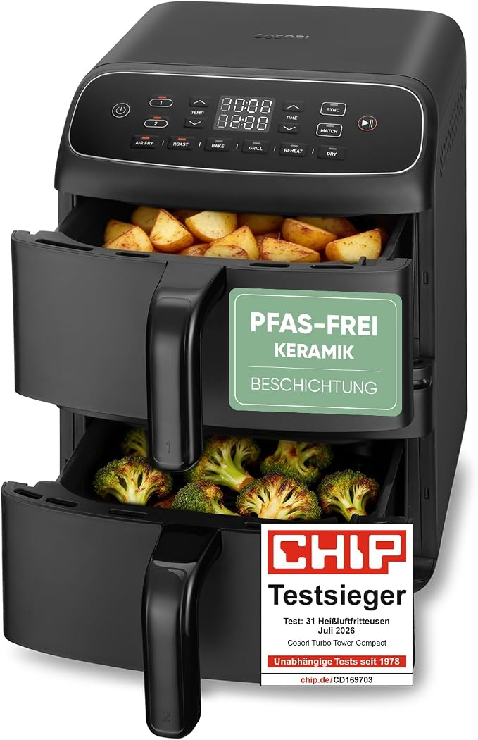 Cosori Airfryer, neue Generation 2026, Chip Testsieger, TurboBlaze-Tech | NTC-Tech, XL-Heizring, PFA...