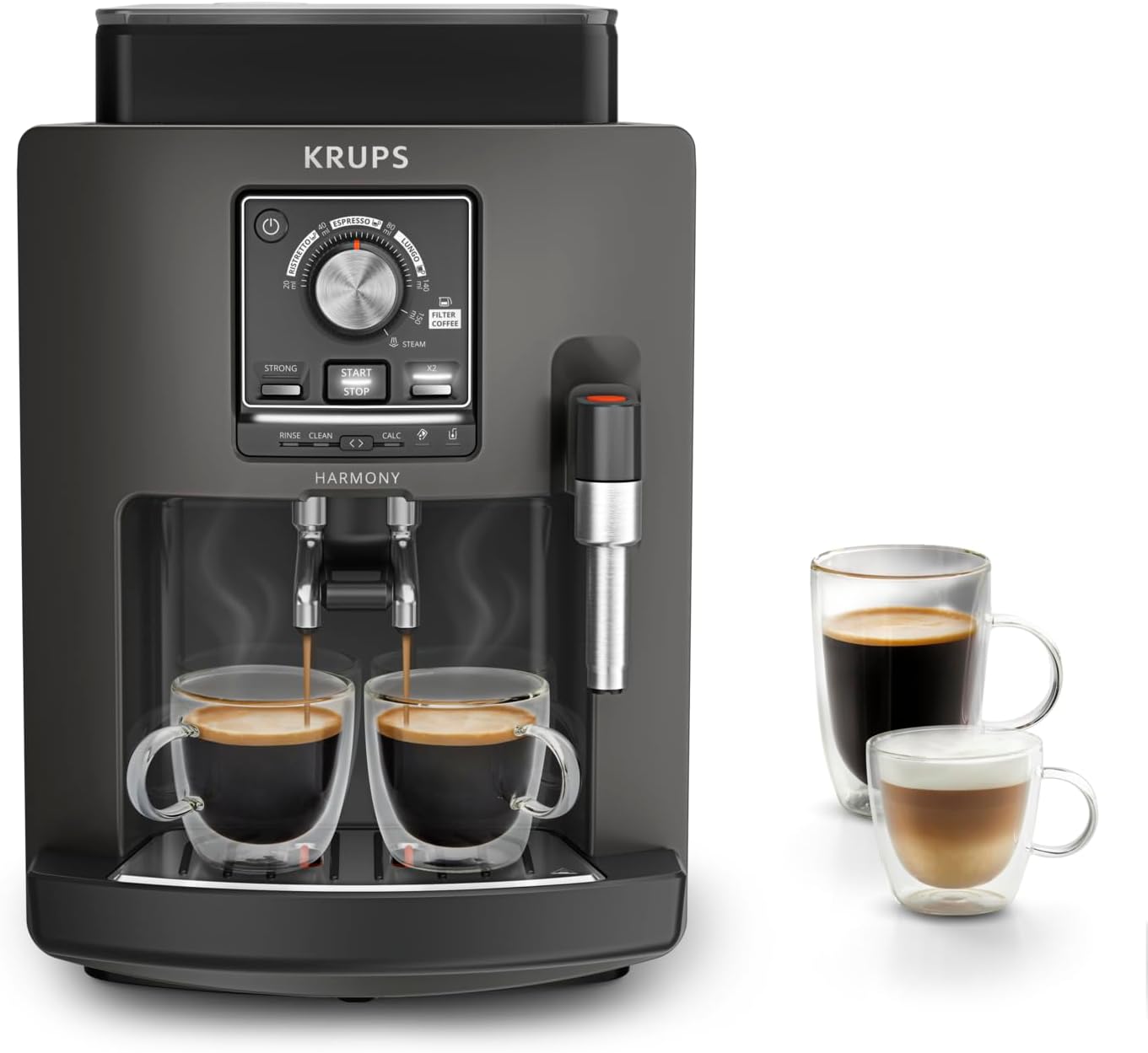 KRUPS Harmony Kaffeevollautomat mit Milchaufschäumdüse | 4 Kaffeespezialitäten, intuitive Bedienung,...