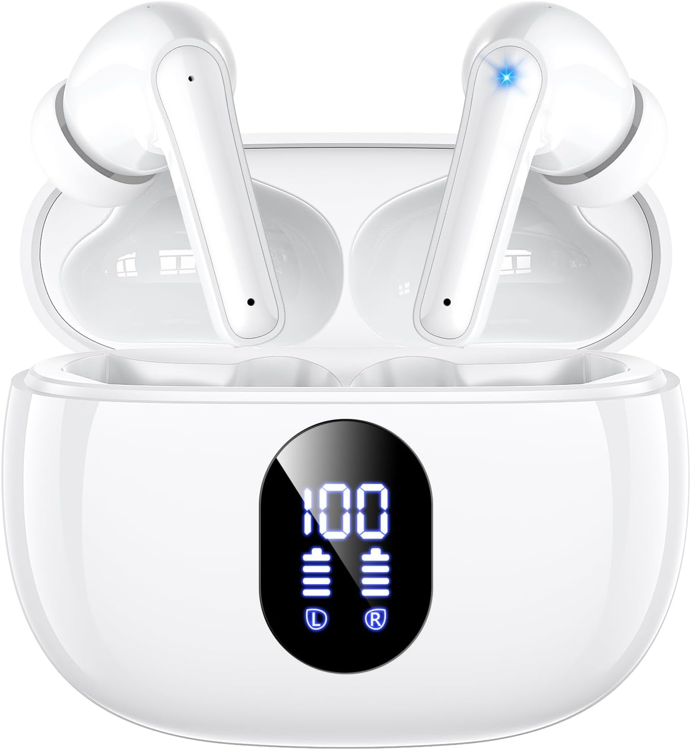Bluetooth Kopfhörer 2026, HiFi-Tiefbass, Kopfhörer Kabellos Bluetooth 5.4 In-Ear Kopfhörer, 4 ENC-Mikrofone für klare Anrufe, 48 Std., LED-Anzeige, IPX7 Sport-Earbuds, für iPhone/Android und Reisen