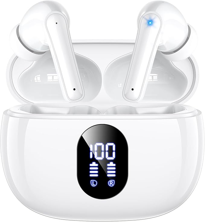 Bluetooth Kopfhörer 2026, HiFi-Tiefbass, Kopfhörer Kabellos Bluetooth 5.4 In-Ear Kopfhörer, 4 ENC-Mikrofone für klare Anrufe, 48 Std., LED-Anzeige, IPX7 Sport-Earbuds, für iPhone/Android und Reisen