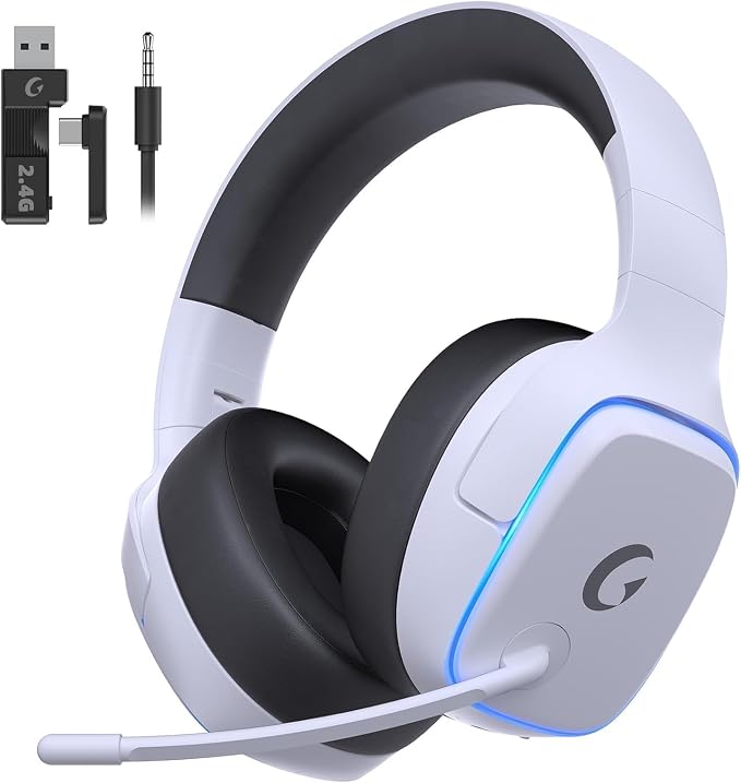 Gvyugke Gaming Headset Wireless für PS5, PS4, PC, Switch, Mac, DREI-Modus | 2,4 GHz (USB & Typ-C) & ...