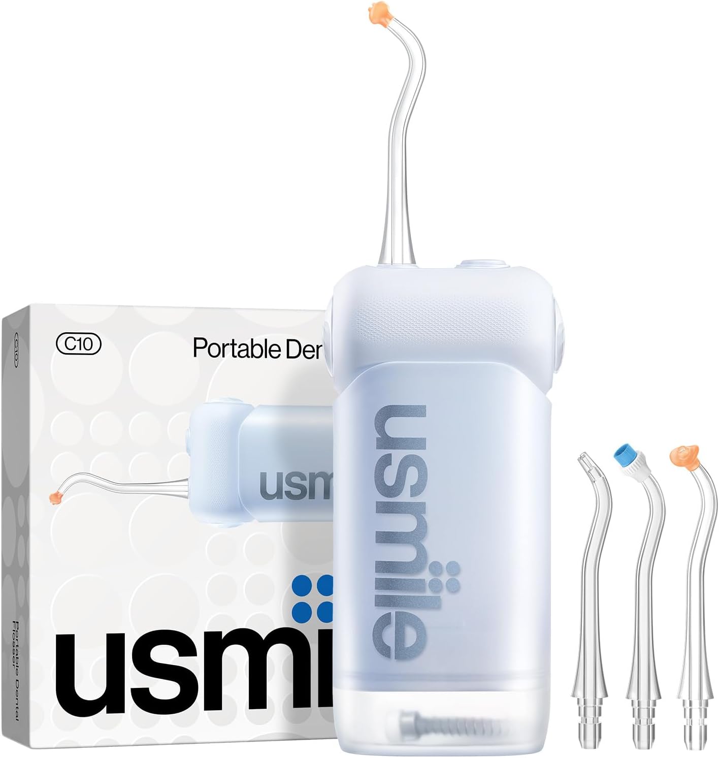usmile C10 Tragbare Munddusche Testsieger 2026, 95 Tage Akkulaufzeit, Blau | 4 Reinigungsmodi, 180 m...