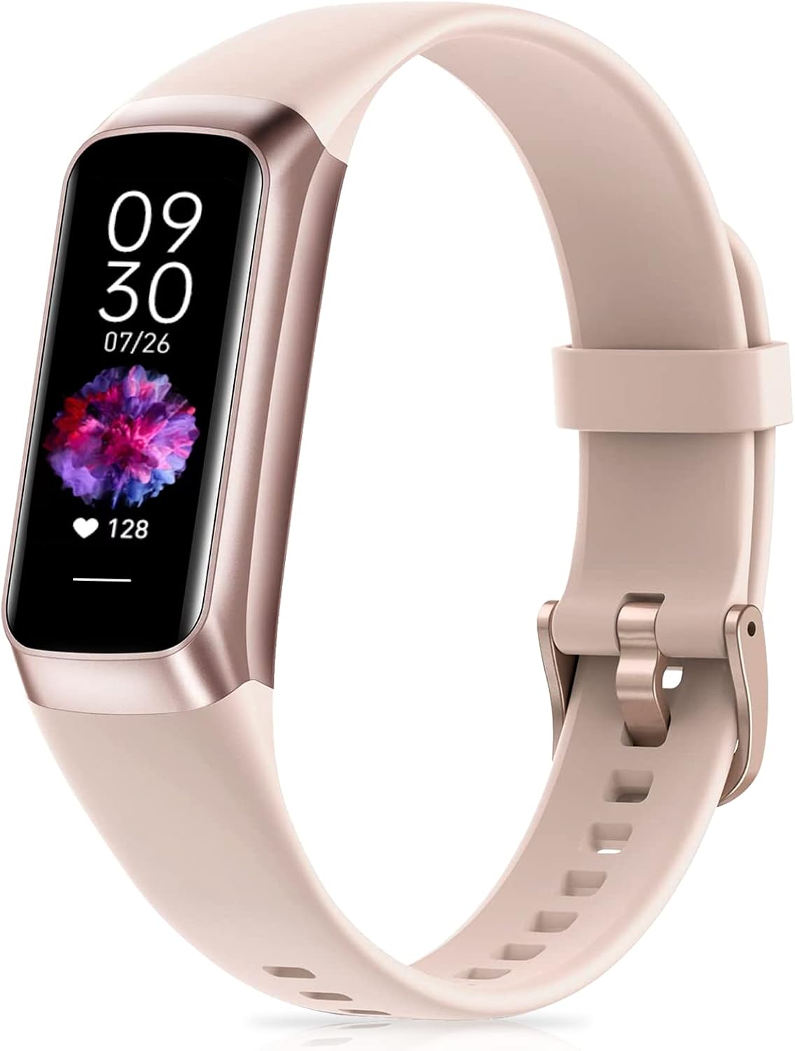 Fitness-Tracker mit Schrittzähler, Kalorienrechner & Stoppuhr, Gesundheitsuhr mit Herzfrequenz- und Schlafmonitor, 1,10" AMOLED Farbtouchscreen, Sportuhr für Damen & Herren