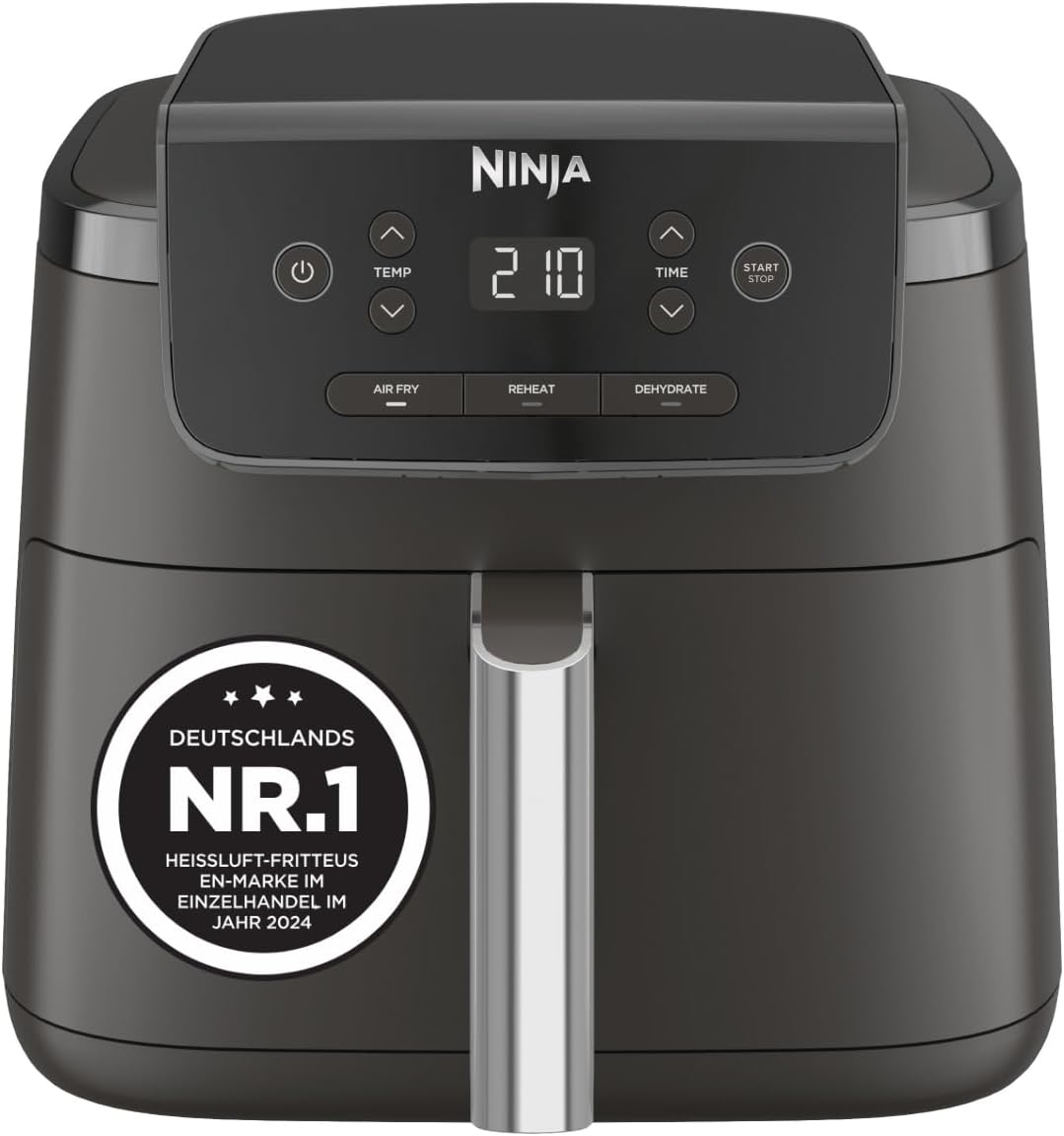 Ninja digitale Heißluftfritteuse, 4,7 L, 3-in-1, 1-2 Portionen, Schwarz Tiefkühlfach, Antihaft-Frittierkorb, 2000 W - AF110EU