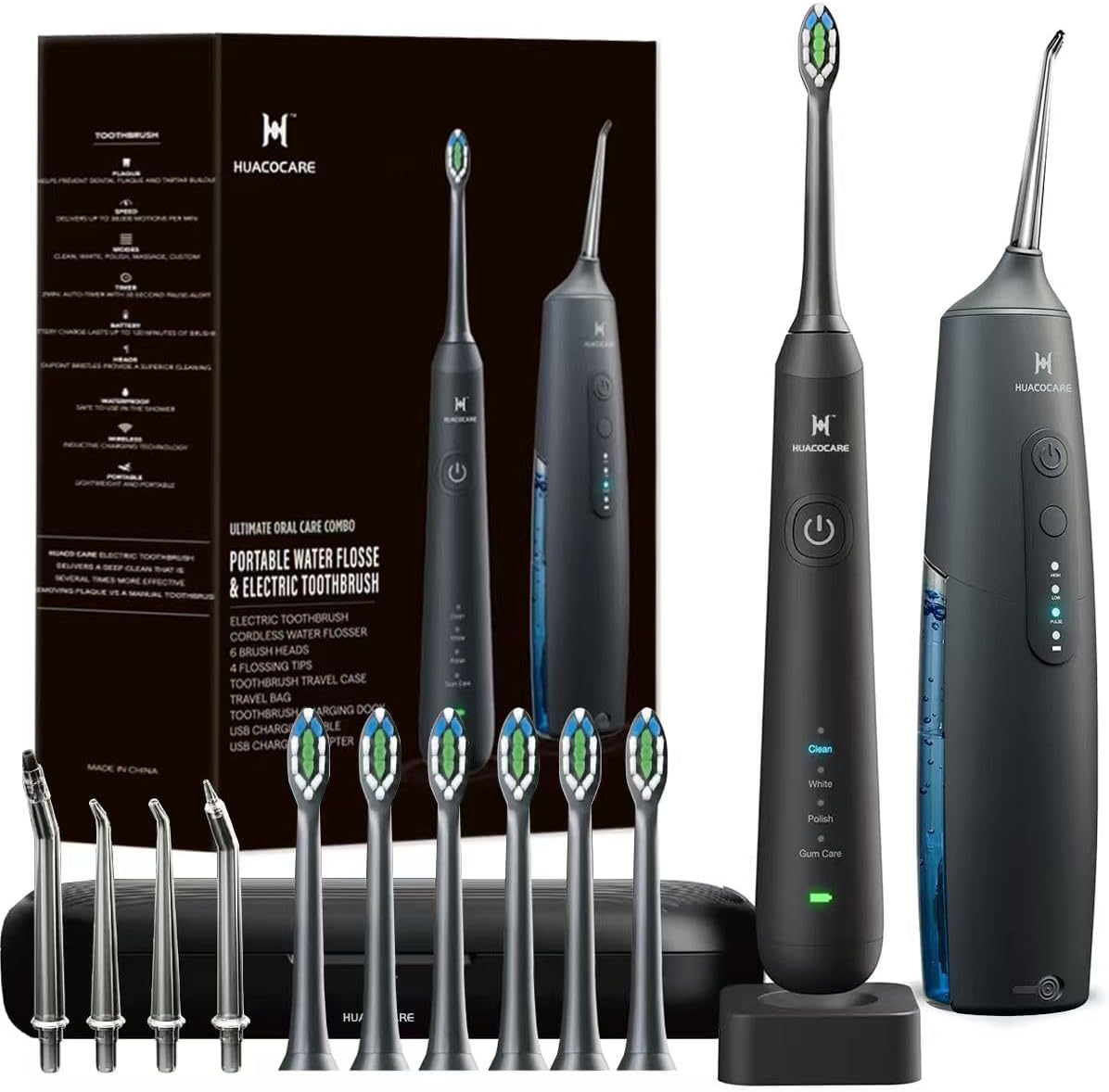 2-in-1 Mundhygiene-Set – Testsieger 2026* – Munddusche & Elektrische Zahnbürste – TÜV-geprüft – Für gesundes Zahnfleisch & gründliche Reinigung – 2000 mAh Akku, IPX7 wasserdicht – inkl. Reiseetui