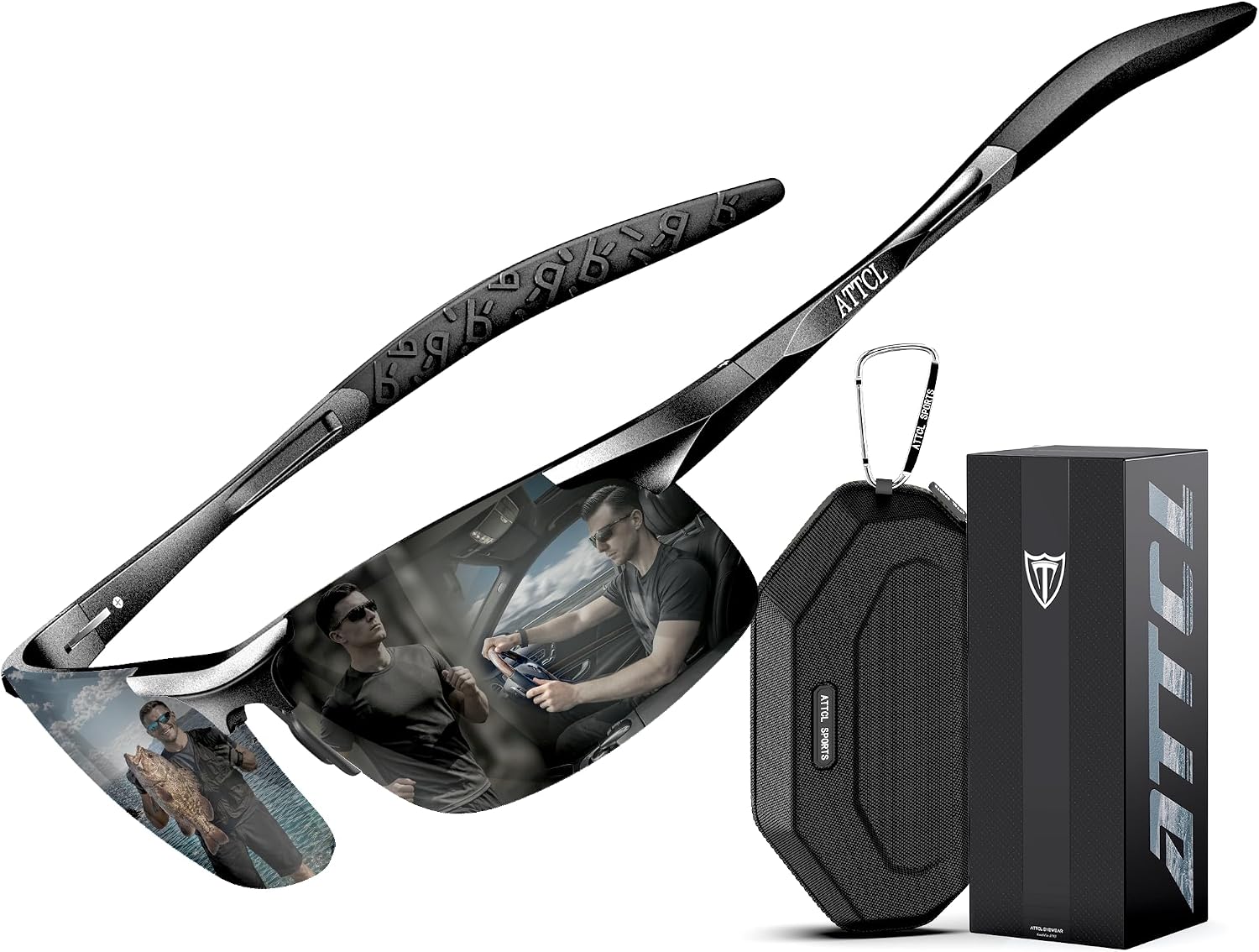 ATTCL Sonnenbrille Herren Polarisiert Sports UV400 Leicht Wrap-Around AL-MG | HD TAC Linse, Blendsch...