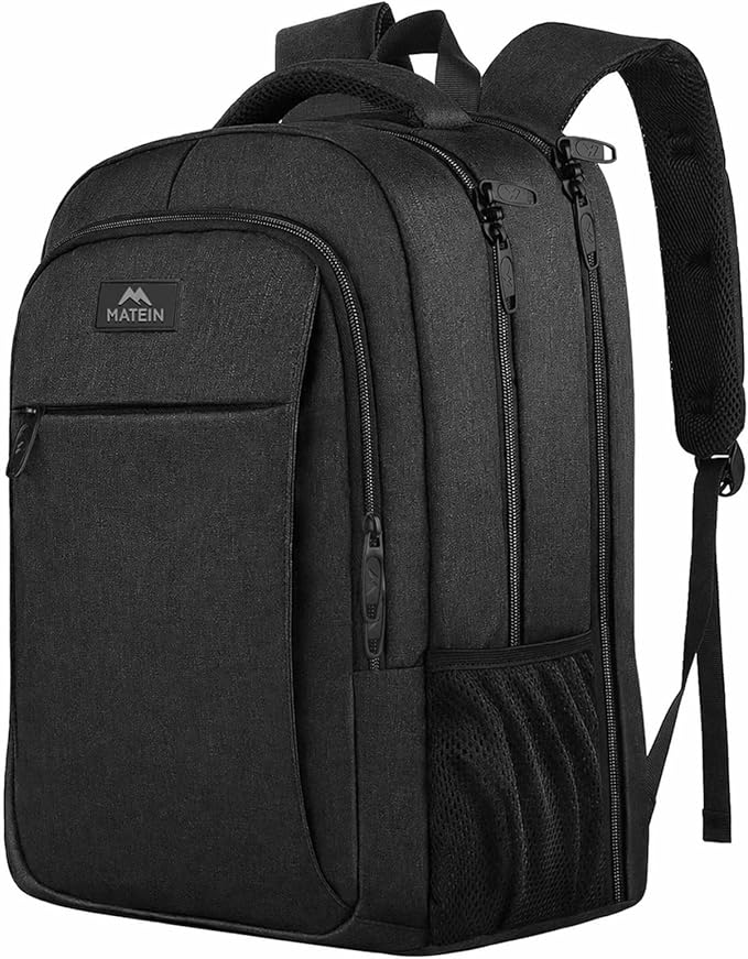 MATEIN Rucksack Herren, Schulrucksack, Groß Laptop Rucksack Damen 17,3 Zoll Schulrucksack Teenager Wasserabweisend, Laptop Rucksack mit Anti Diebstahl, Reiserucksack TSA für Uni Büro Reisen, Schwarz
