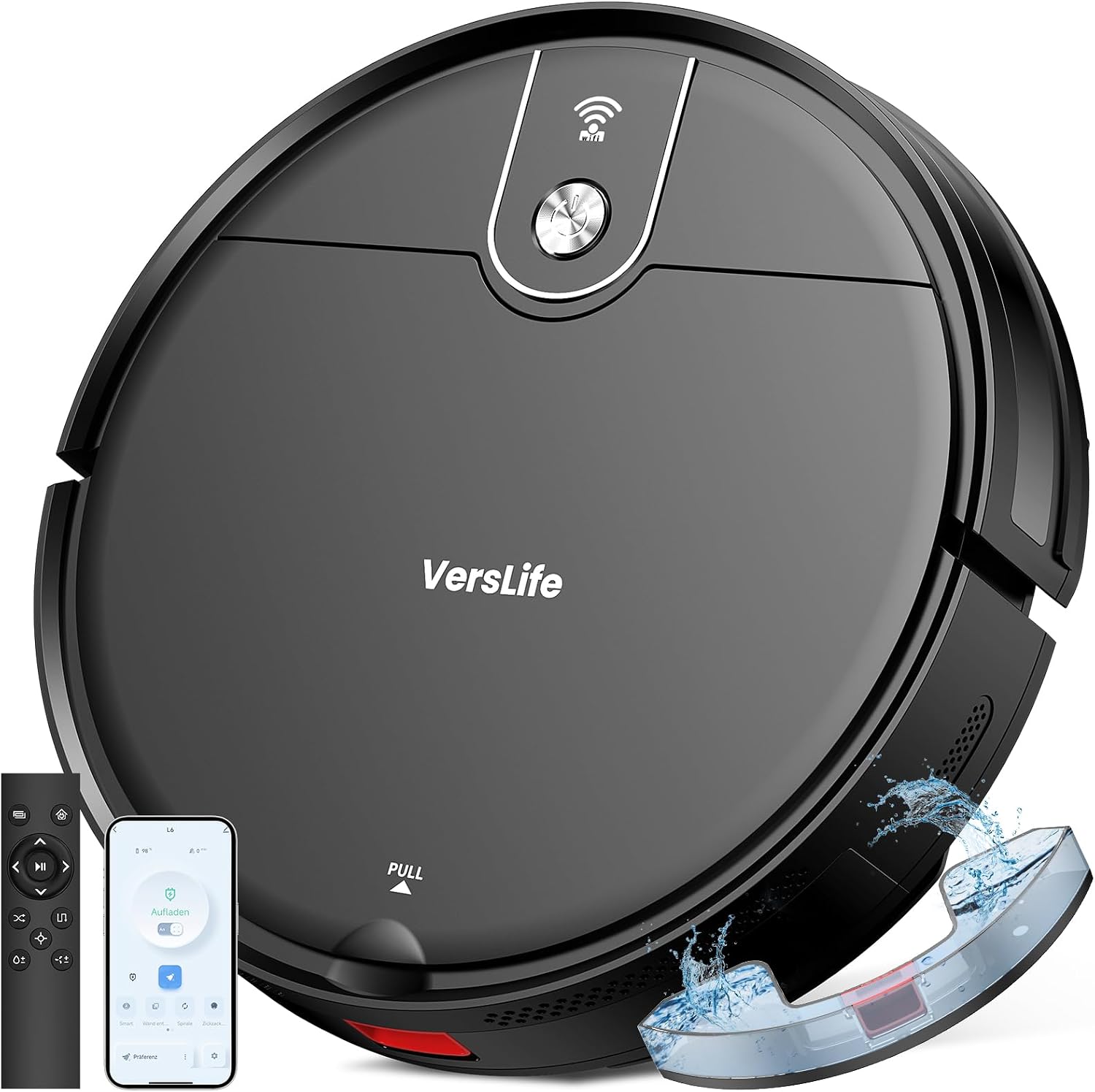 VersLife L6 Saugroboter mit Wischfunktion, 4000Pa Staubsauger Roboter | App Steuerung, Alexa, 120 Mins MAX, Ultraflaches Design, Saug und Wischroboter für Tierhaare, Teppiche und Hartboden