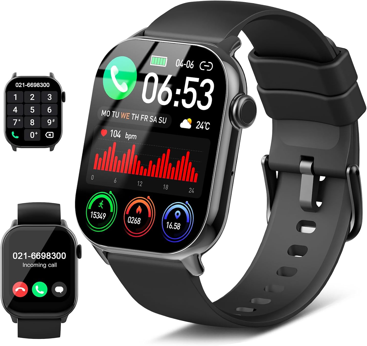 Smartwatch Herren Damen, 1,96" HD Smartwatch 2026 mit Telefonfunktion, Smart Watch Fitnessuhr 113+ Sportmodi, IP68 Wasserdicht, Sportuhr mit Herzfrequenz Schlafmonitor Schrittzähler, für iOS Android