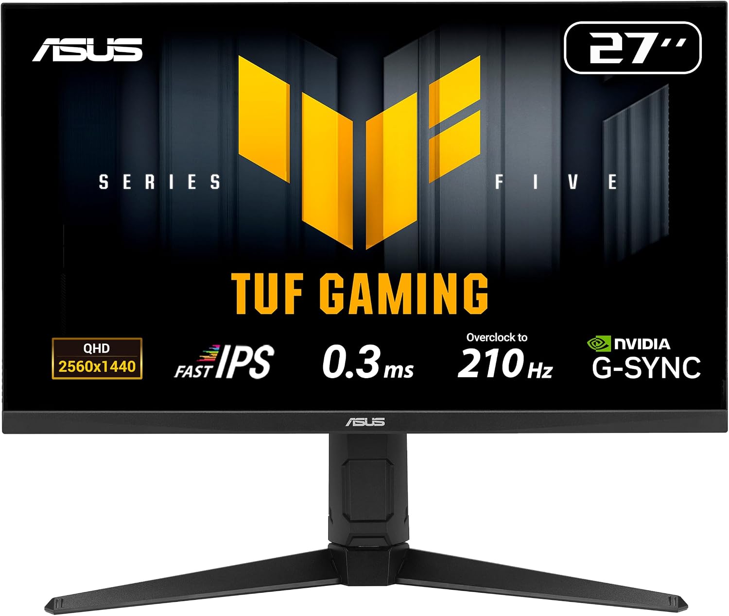 ASUS TUF Gaming VG27AQL5A 27 Zoll QHD 210Hz Fast IPS Gaming Monitor ELMB Sync, 0.3ms, Integrierte Lautsprecher, Gaming AI, DisplayWidget Center, Höhenverstellbar, für PS5