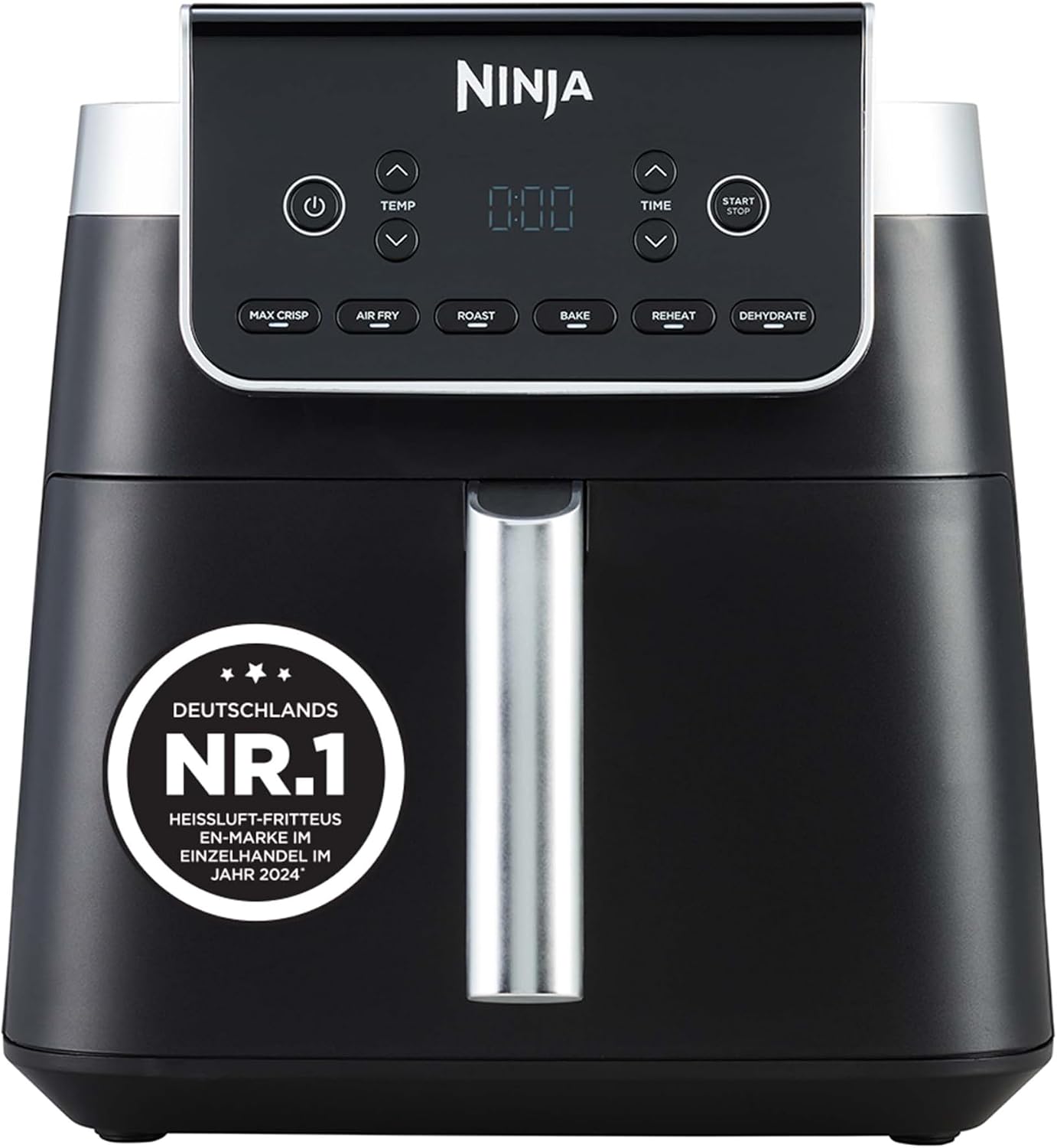 Ninja Heißluftfritteuse MAX PRO, 6,2 L, Antihaftbeschichtung, Grau | Spülmaschinenfester Korb & Cris...