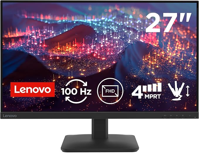 Lenovo L27-41 | Monitor | 27'' Full HD | 100Hz | IPS | HDMI 1.4 | VGA Home Office | 1920x1080 Auflösung | 300 nits | 4ms Reaktionszeit | IPS-Panel | Entspiegelt | Schwarz