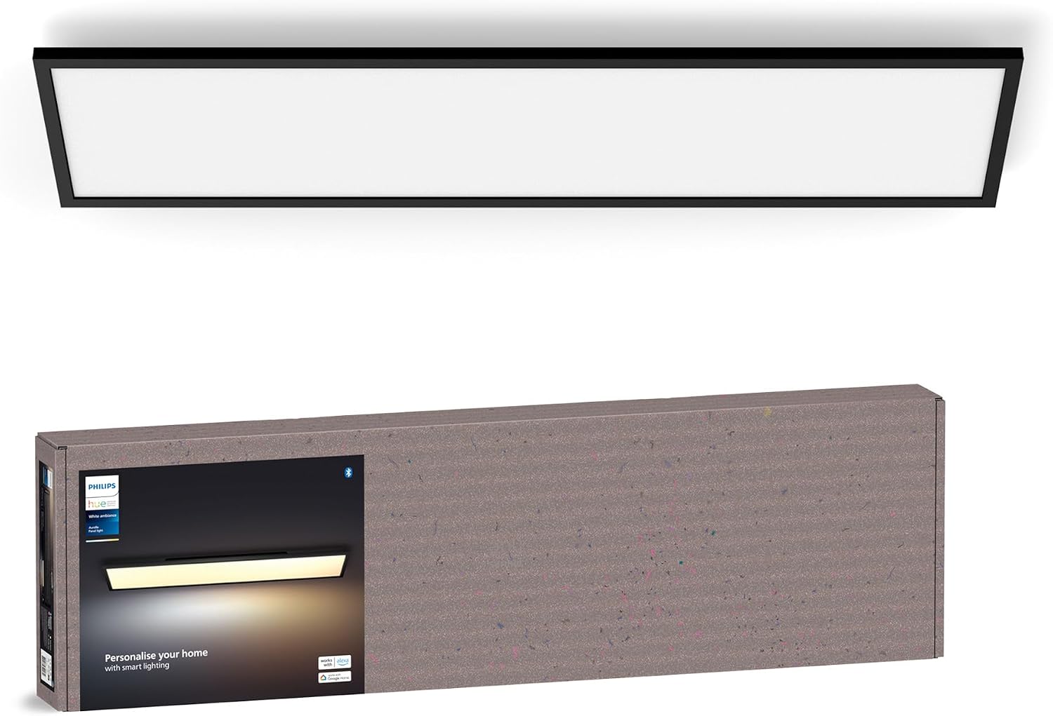 Philips Hue Aurelle LED Panelleuchte, 120 x 30 cm, Schwarz | White Ambiance, Wand- und Deckenleuchte...
