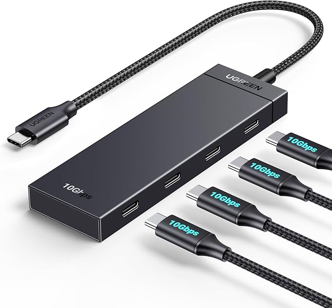 UGREEN USB C Hub 10 Gbps, Adapter mit 4*USB C 3.2 Ports (30cm) Hochgeschwindigkeits Multiport Splitter für iPhone 17Serie, Galaxy S25 Serie, MacBook, iMac, iPad, Chromebook und mehr