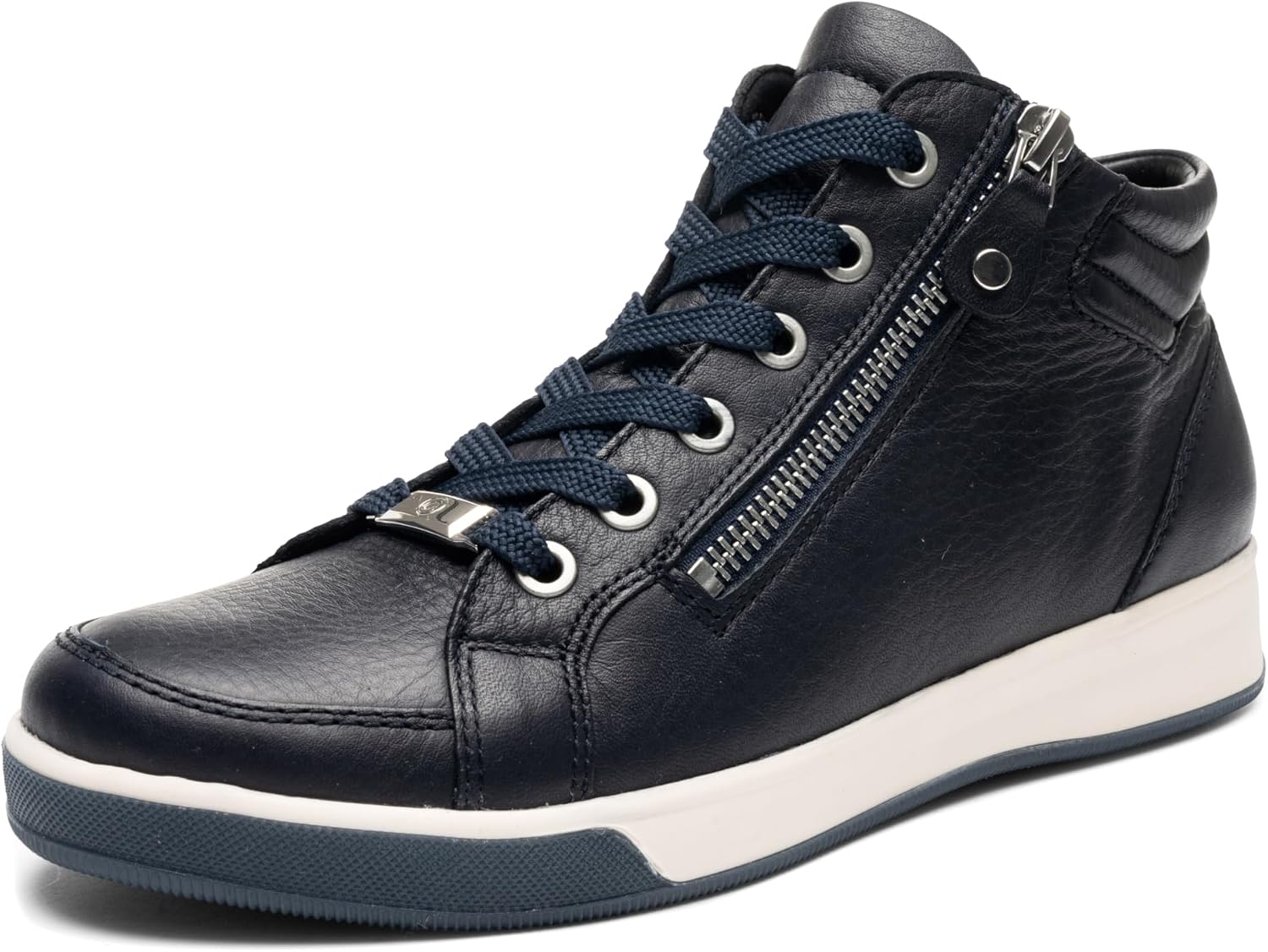 ARA Damen Sneaker Rom | Schnürschuhe, Blau, Reißverschluss, seitlicher Reißverschluss, Komfort, Dame...