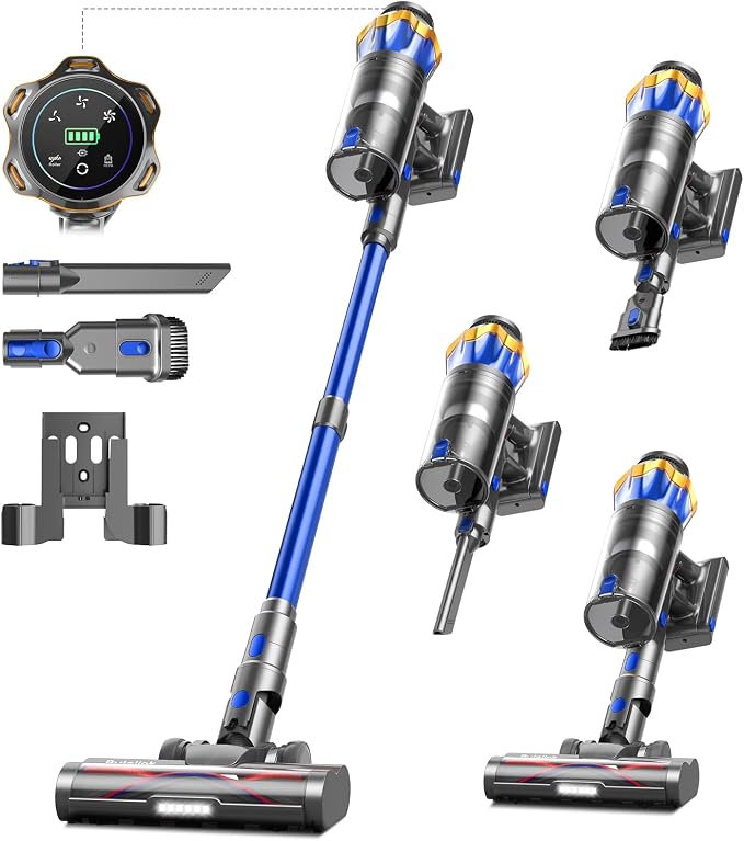 Akku Staubsauger Kabellos 55KPa/650W/70Min für Tierhaare/Teppiche/Hartböden | Akku Staubsauger Kabel...