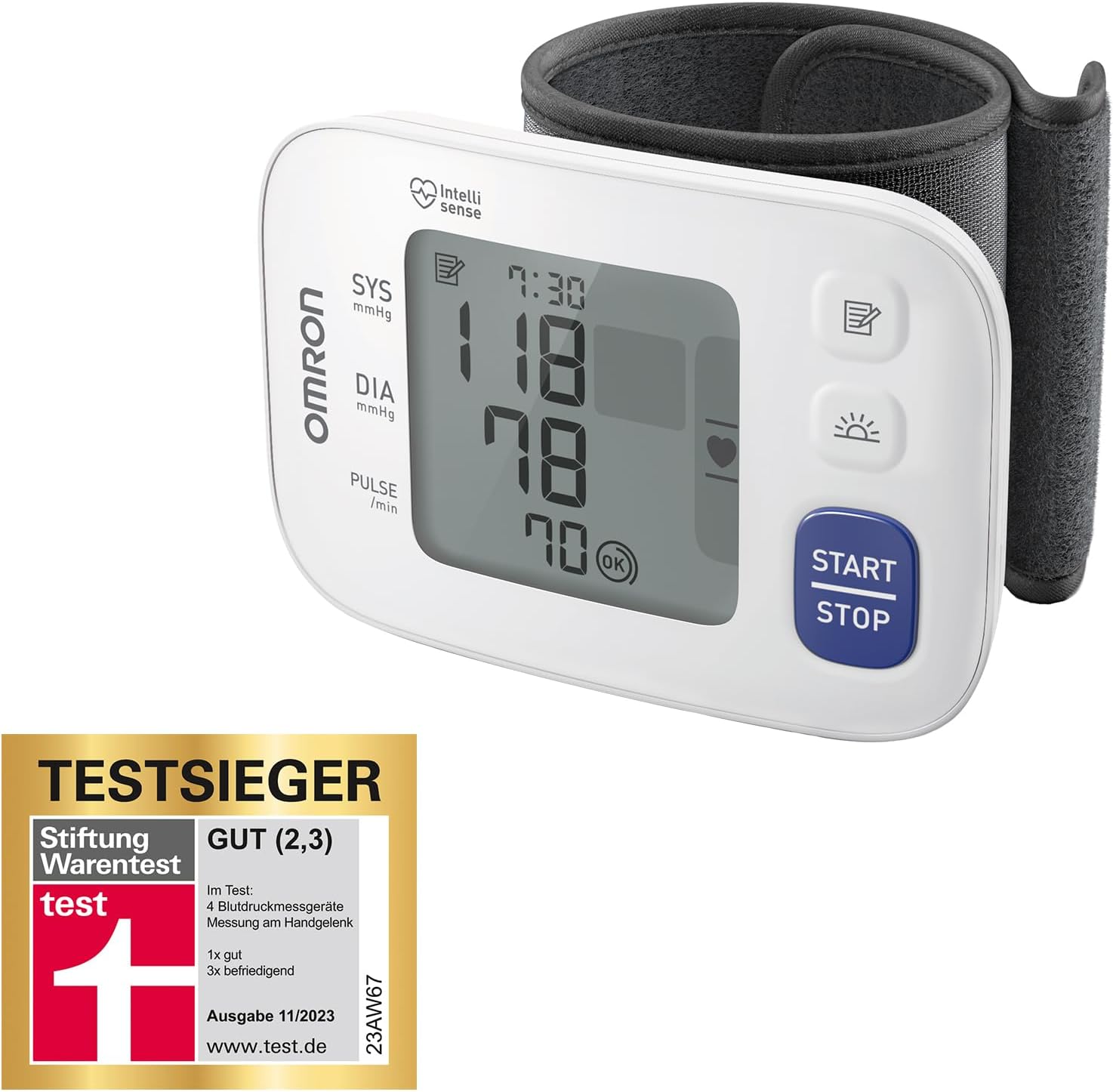 OMRON RS4 Blutdruckmessgerät Testsieger Stiftung Warentest 11/2023 Klinisch validiertes Handgelenk-Blutdruckmessgerät, mit Positionierungssensor für genaue Blutdruckmessung zu Hause