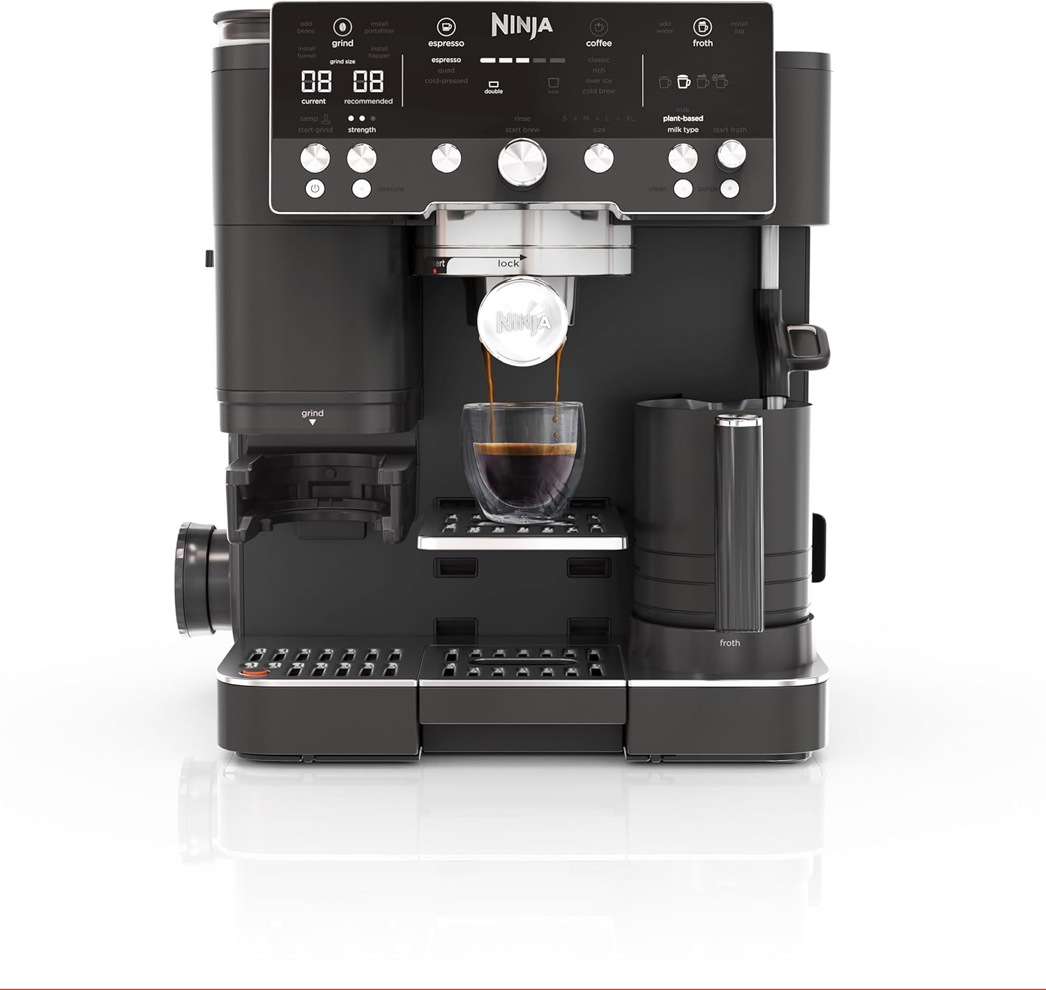 Ninja Luxe Café Premier 3-in-1-Kaffeemaschine mit Mahlwerk & Aufschäumer | Smarte Siebträgermaschine...