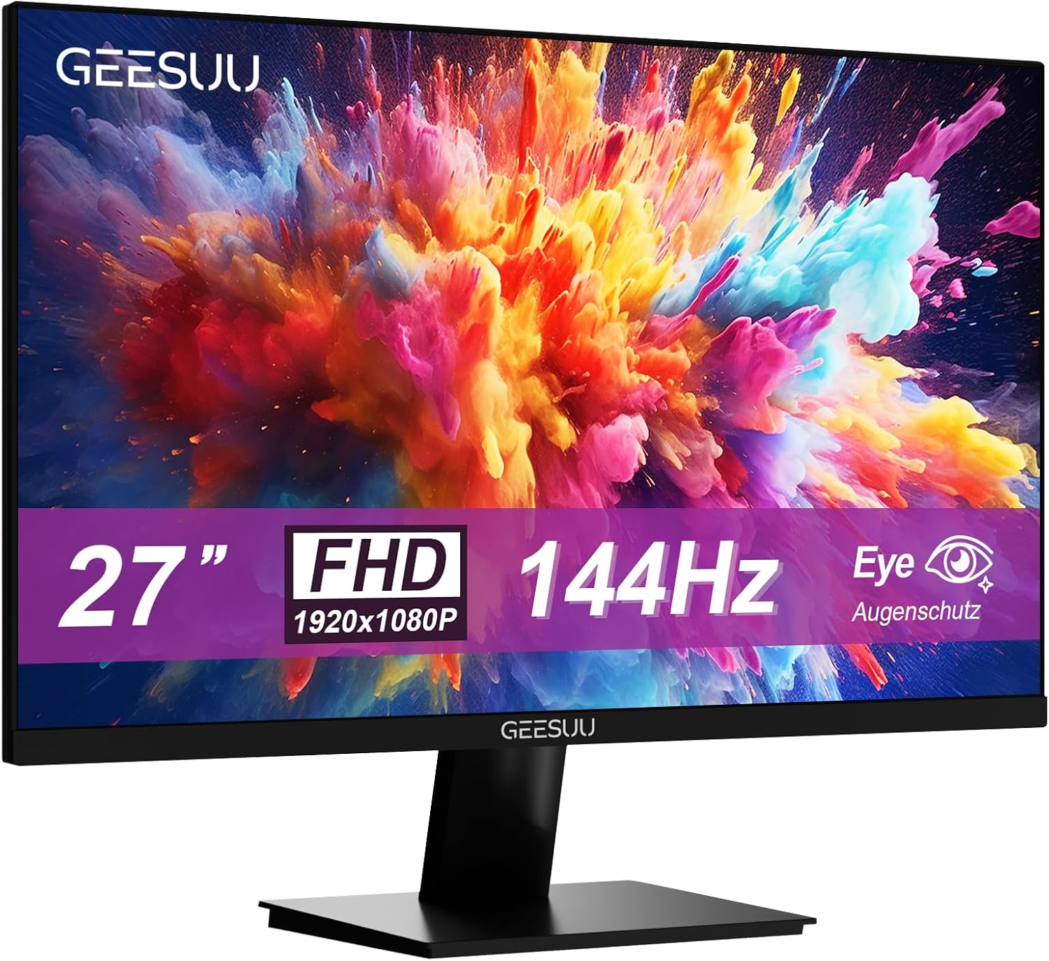 27 Zoll Monitor 144Hz, 1080p PC Gaming Monitors with VA, 99% sRGB, VESA 75x75mm, Eye Care Screen with HDMI 2.0 & DP 1.4