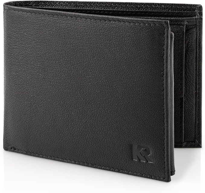 KRONIFY Leder Geldbörse Herren, Portmonee Herren, RFID Schutz | Querformat, Geldbörse mit Münzfach, 13 Kartenfächer, Geldb...