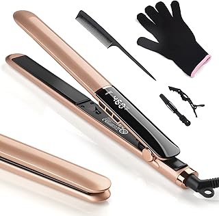 UNOBEY Glätteisen Haarglätter Ceramic Straight für glatte & glänzende Haare 2 in 1 Haarglätter Locken und Glätten, Dual-Spannung 150°C-230°C für alle Haartypen Sleek & Anti Frizz Finish, mit Handschuh