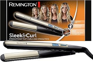 Remington Glätteisen Sleek & Curl (abgerundetes Design -ideal zum Glätten & Stylen von Locken und Wellen, hochwertige Ultra-Turmalin-Keramikbeschichtung) LCD-Display, 150-230°C, Haarglätter S6500