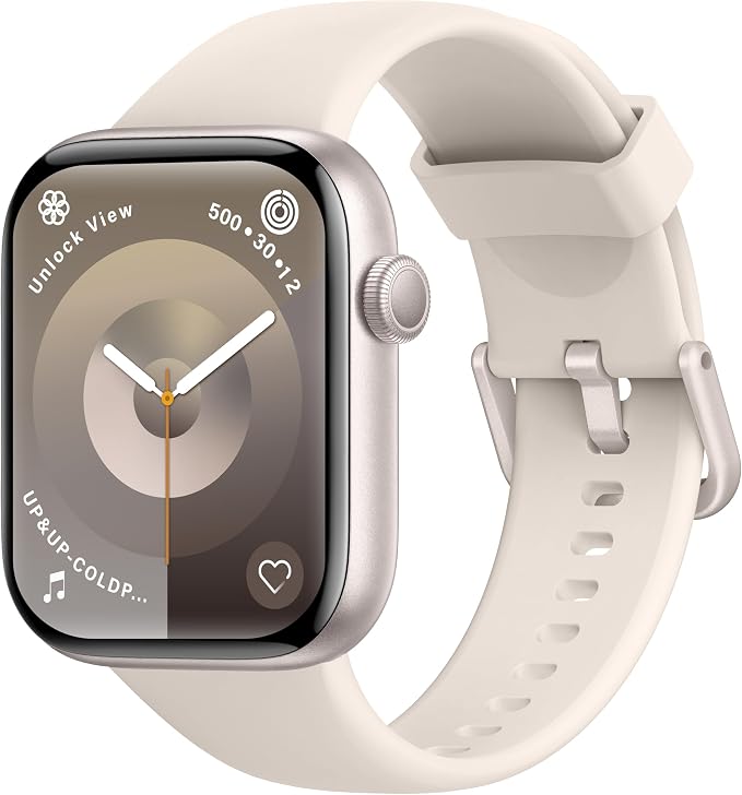 AcclaFit Smartwatch Damen Herren, 1,85" HD Touch Fitnessuhr mit Telefonfunktion, 140+Sportmodi Smart Watch Fitness Tracker mit Pulsmesser Schlafmonitor Schrittzähler,IP68 Fitnessuhr für iOS Starlight