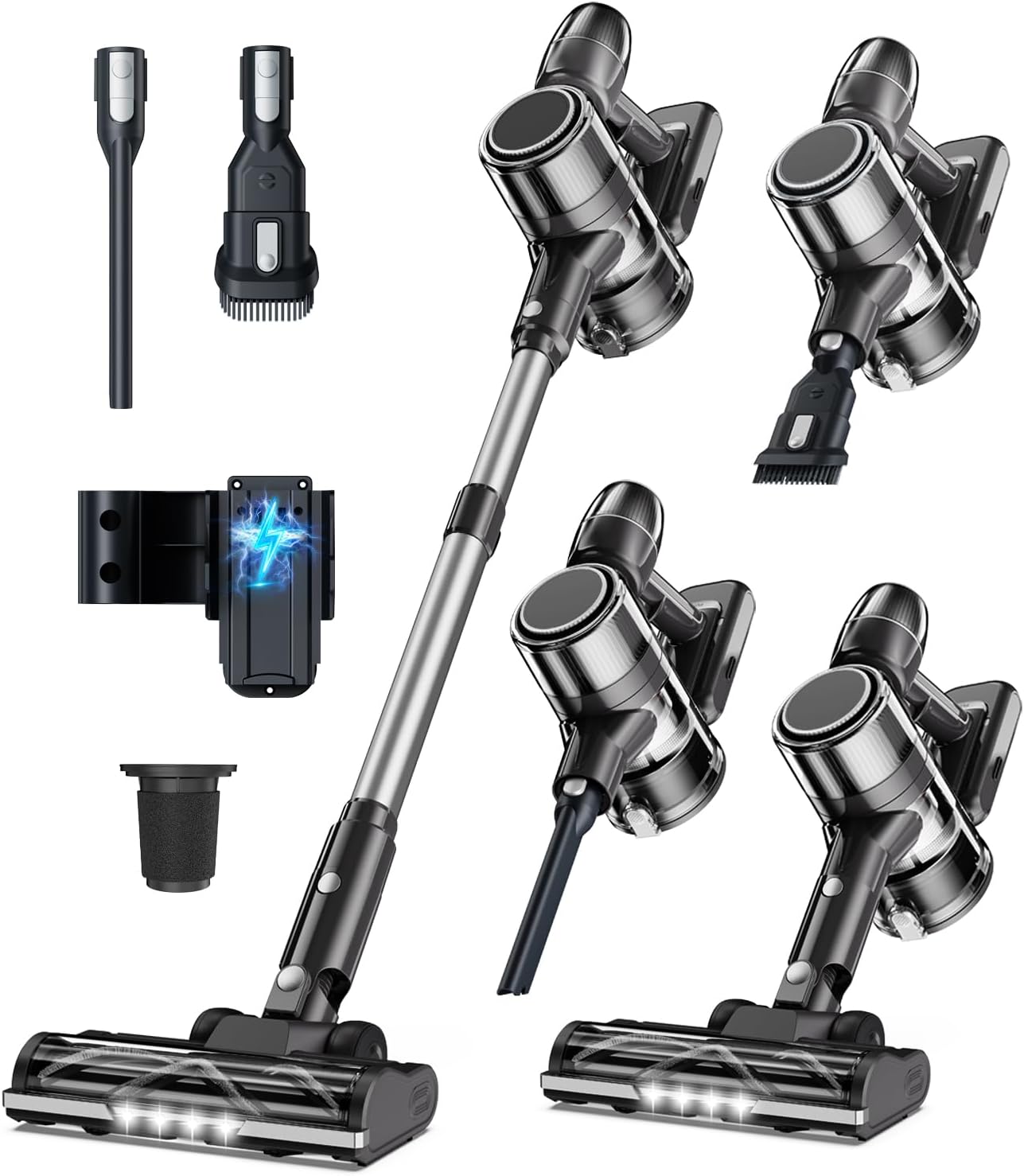 Akku Staubsauger Kabellos Akkustaubsauger Akkusauger - Kabelloser Stabstaubsauger Elektrische Sauger Kehrbesen mit Ladestation Cordless Vacuum Cleaner Für Tierhaare Teppich Beutellos Stielstaubsauger