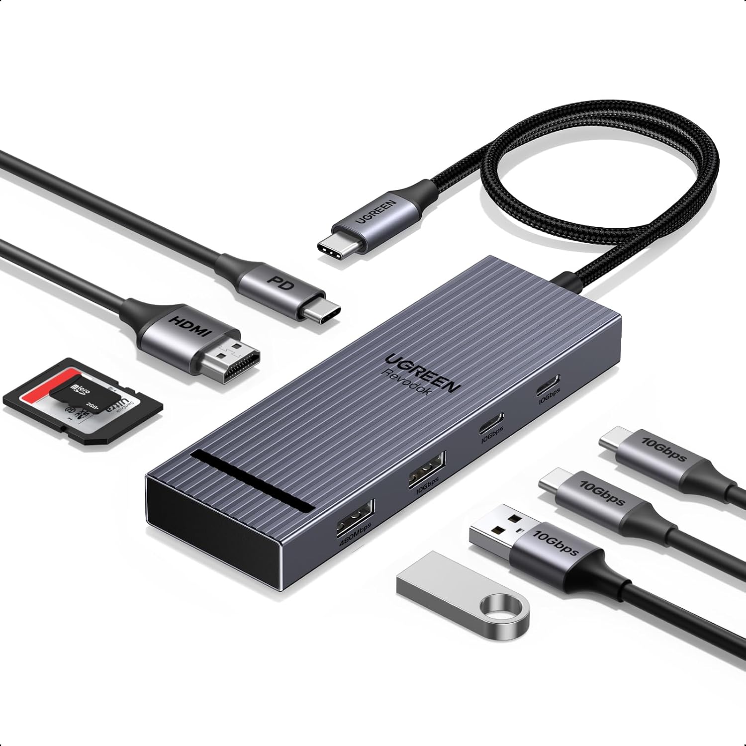 UGREEN 10Gbps USB C Hub, USB C Adapter mit HDMI 4K@60Hz, Docking Station | Revodok Pro 108 mit USB ...
