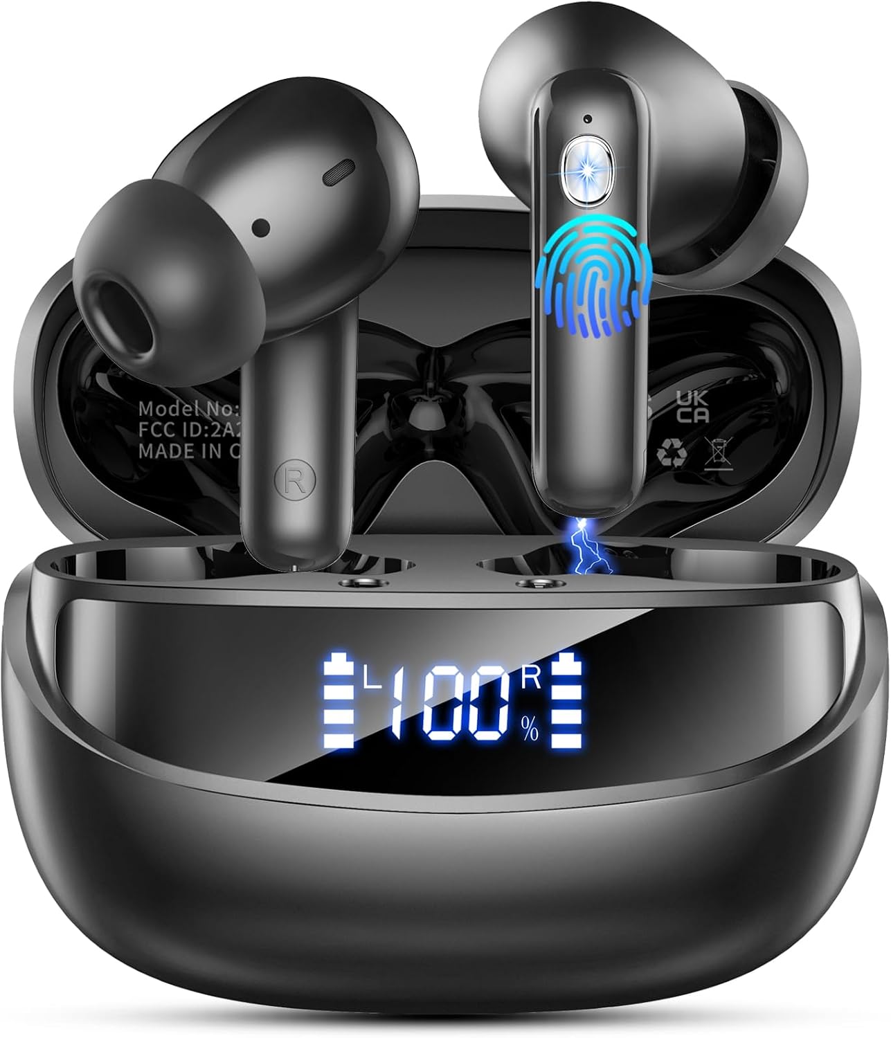 Bluetooth Kopfhörer, 2026 Kopfhörer Kabellos Bluetooth 5.4 HiFi Stereo, 56 Std Spielzeit In Ear Kopfhörer mit 6 ENC Noise Cancelling Mics, IP7 Wasserdicht Kabellose Kopfhörer, Ohrhörer mit LED-Anzeige