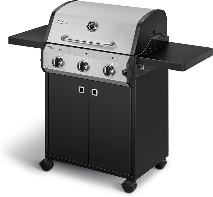 Enders® Gasgrill CHICAGO NEXT 3, 3 Edelstahlbrenner, doppelwandige Garhaube, 2 abklappbare Seitenablagen, integriertes Thermometer - Gussrost 9.6 kW, #89396