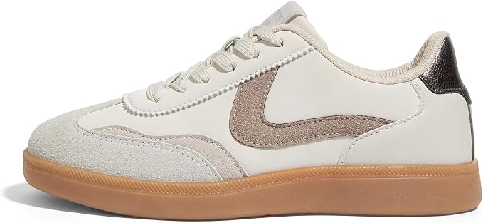 LUCKY STEP Damen Retro Sneaker, Lässige Schnürschuhe | Obermaterial aus Kunstleder, gepolsterte Einl...