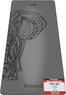 Yosana Yogamatte aus Naturkautschuk | extrem rutschfest | ULTRA GRIP Oberfläche aus ECO PU | extra breit 68cm | inklusive Tragegurt | Yoga matte 183x68cm | 4mm dünn