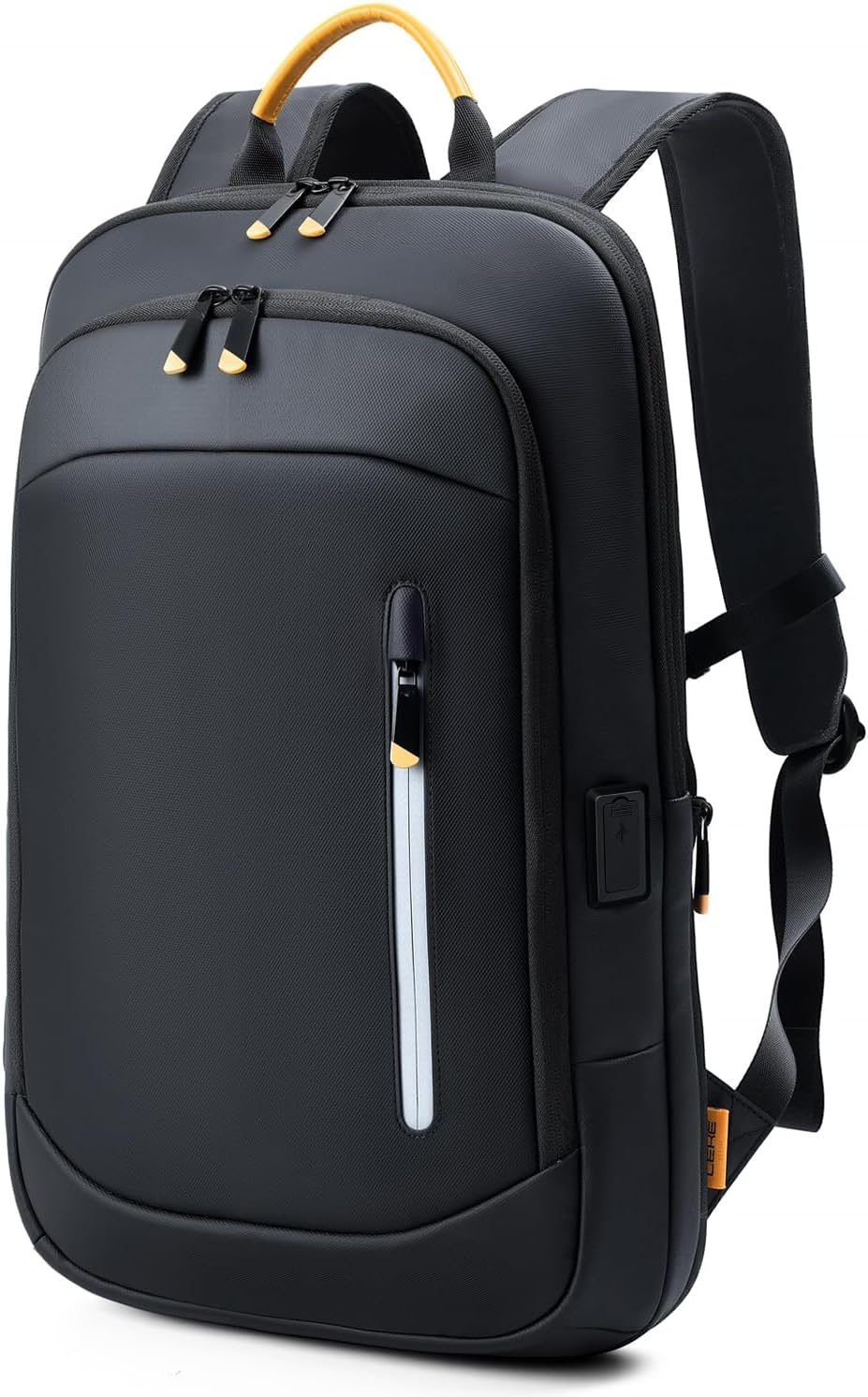 Laptop Rucksack Herren Arbeit 15,6 Zoll, Erweiterbar und Leicht Business Rucksack Herren Klein mit USB Anschluss und Laptopfach, Wasserdichter Laptoprucksack für Men Büro Alltag (Schwarz)