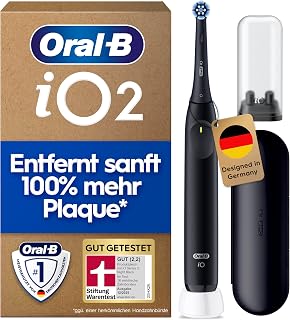 Oral-B iO Series 2 Elektrische Zahnbürste, Schwarz | Inkl. 1 Aufsteckbürste, Reise-Etui, GUT GETESTET von STIFTUNG WARENTEST, Electric Toothbrush mit 3 Putzmodi für Zahnpflege