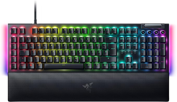 Razer BlackWidow V4 - Mechanische Gaming-Tastatur Chroma RGB (Mechanische Yellow Switches, 6 eigene Makro-Tasten, Doubleshot-ABS-Tastenkappen) QWERTZ DE-Layout | Schwarz