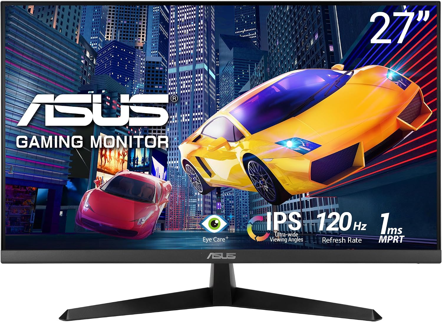 ASUS VY279HGR 27 Zoll 120Hz IPS Eye Care Gaming Monitor Antibakterielle Beschichtung, TUV-Zertifiziert Flicker-Free, Blaulichtfilter, Eye Care Plus, für das Home Office